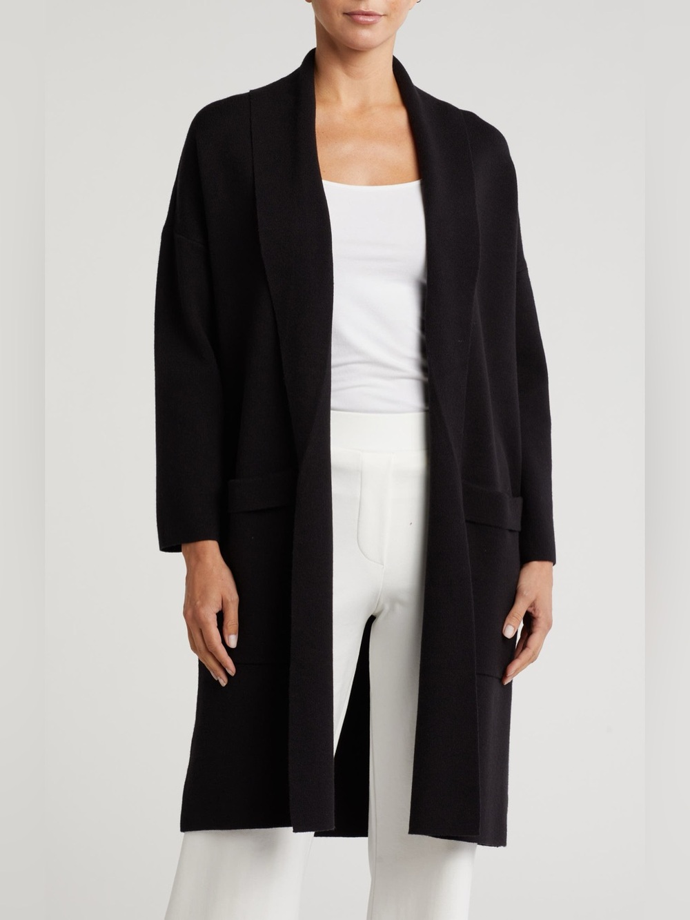 Nanette Lepore Black Knit Open Front Cardigan